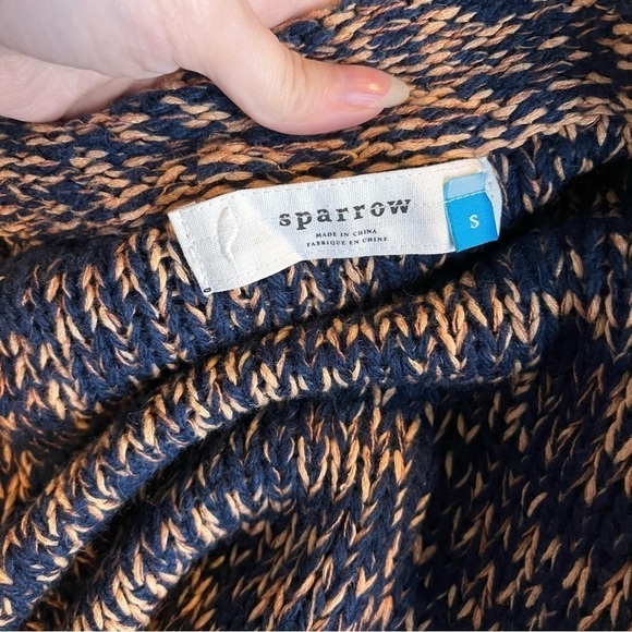 Anthropologie SPARROW Marled Peat Cardigan Open Front SIZE S Linen Blend Fringe - Picture 5 of 6